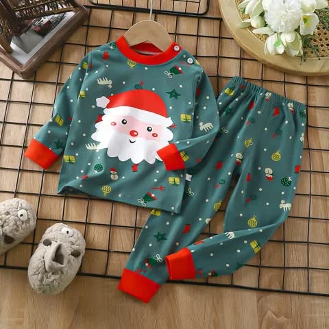 Pyjama enfant père noël vert – Image 2